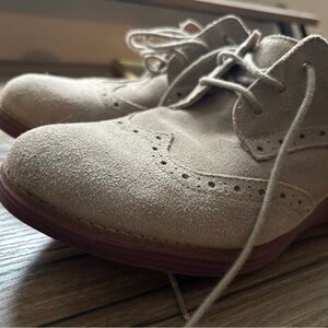Cole Haan Tan Suede Oxfords with Brogue Details